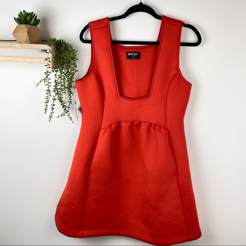 Nasty Gal neoprene orange dress size medium NWT‎